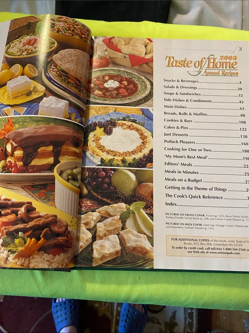 Taste of Home Annual Recipes Cookbook - Green Cover with Yellow Accents